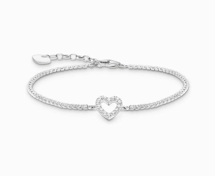 Immagine prodotto Thomas Sabo Bracciale tennis cuore con pietre bianche argento (19 cm, Argento 925 riciclato)