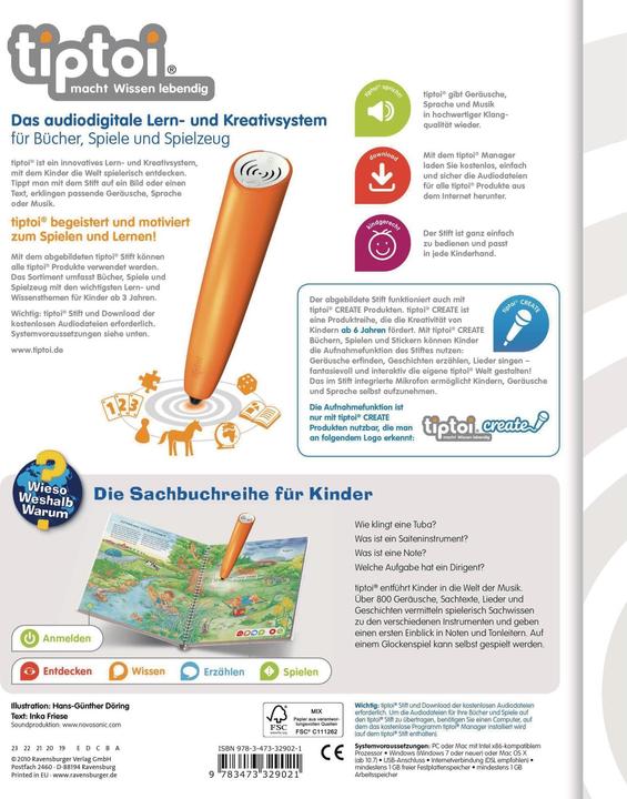 Produktbild tiptoi Wieso? Weshalb? Warum? Die Welt der Musik (Deutsch, Hans-Günther Döring, Inka Friese)