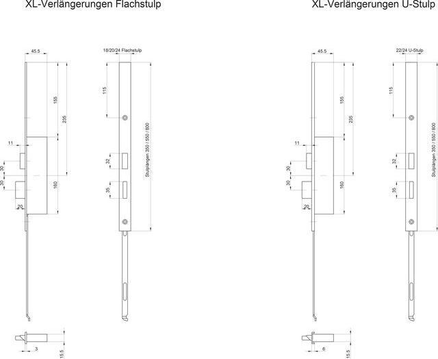 Produktbild MSL Stulpverlängerungen XL zu 24421 FlipLock (Türgriff)