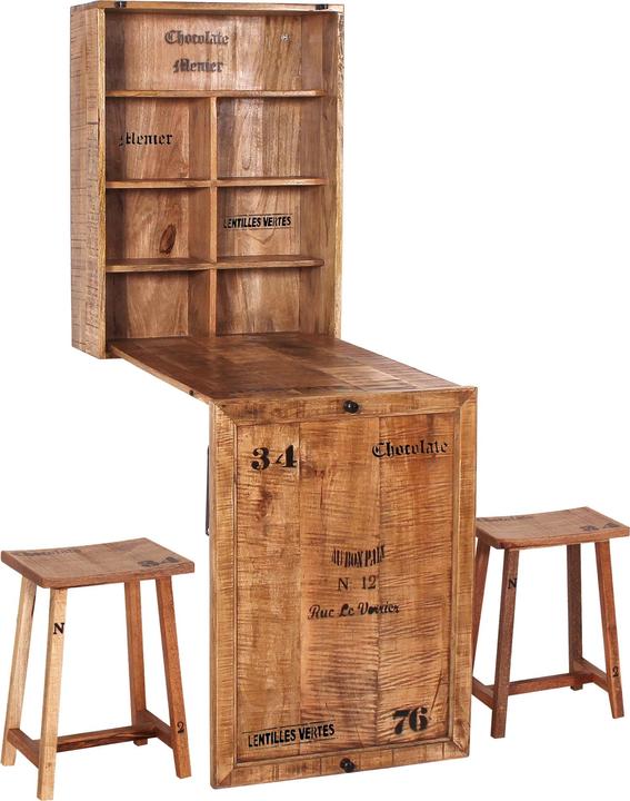 Immagine prodotto SIT Möbel Tavolo pieghevole con 2 sgabelli Natura rustica (60 x 80 x 25 cm)