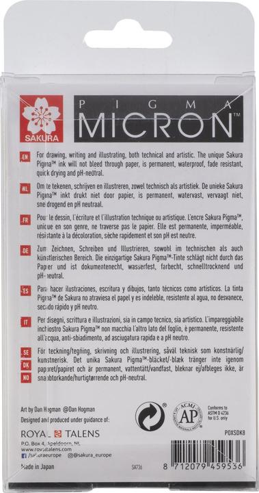 Actual product image Sakura Fibre pen Pigma Micron (Black, 8 x)