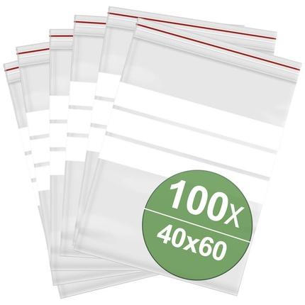 Quadrios Pressure seal bag with labelling strip (W x H) 40 mm x 60 mm Transparency