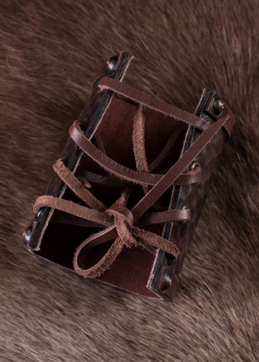 Image du produit Battle Merchant Protège-bras en cuir avec les corbeaux d'Odin Hugin et Munin
