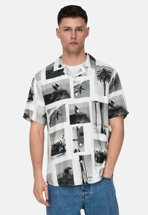 Actual product image Only & Sons Onsnano Reg Cotton Viscose Ss Aop Shirt (XS)