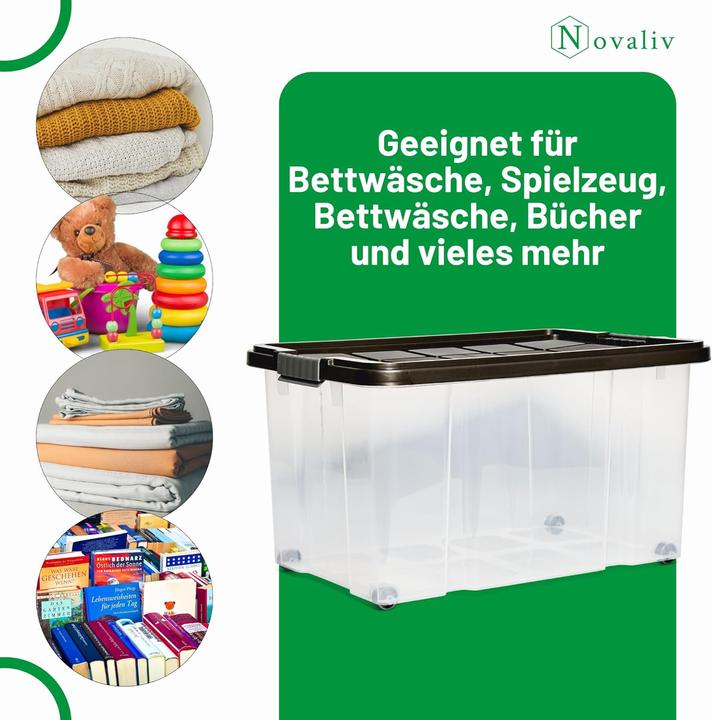 Actual product image Novatool Novaliv 7 tlg Sparset Aufbewahrungsboxen mit Deckel Anthrazit 1x55 L + 2x 15L + 2x 5L + 2x 2L Nestba (55 l)