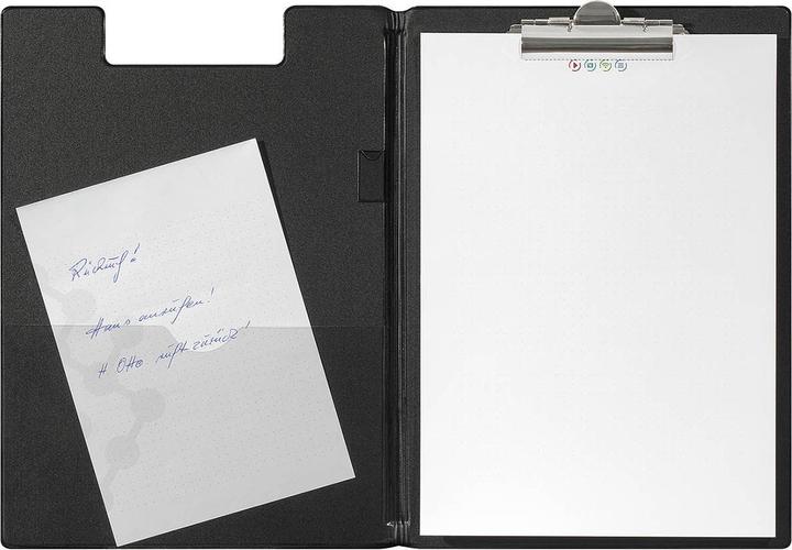 Actual product image Wedo Clipboard folder standard, DIN A4, black, made of plastic, with metal clip, transparent slip-in