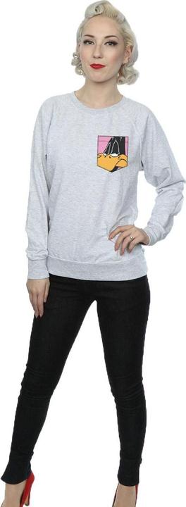 Produktbild Looney Tunes Daffy Duck Face Faux Pocket Sweatshirt (L)