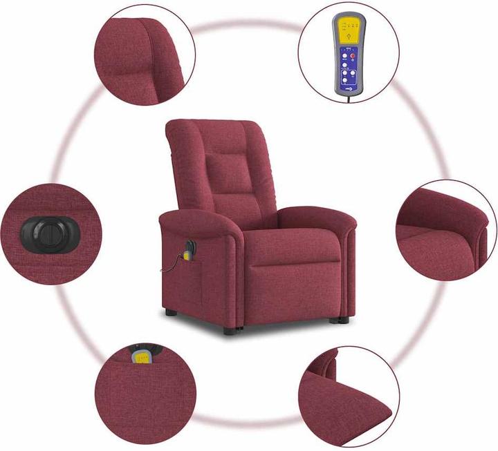 Produktbild VidaXL Elektrischer Massagesessel mit Aufstehhilfe Weinrot Stoff