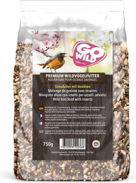 GoWild Cibo per uccelli selvatici con insetti (1 x, 0.75 kg)