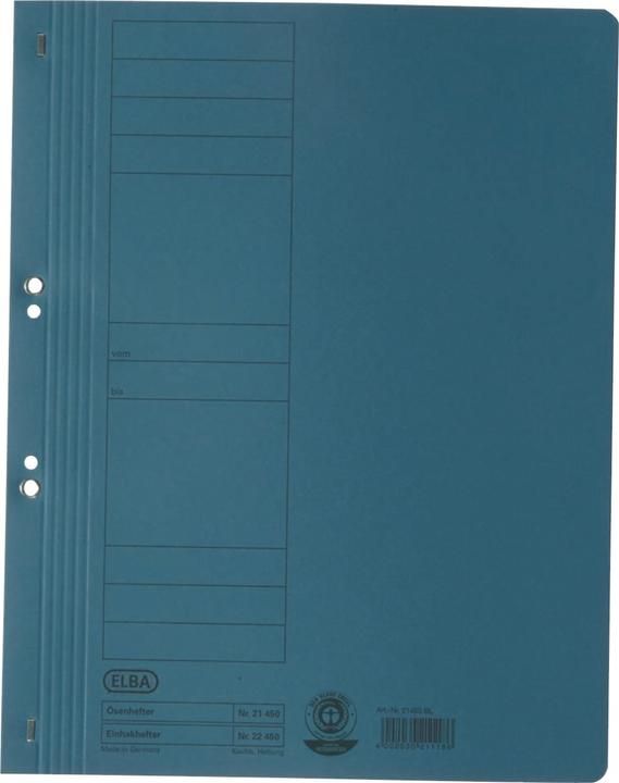 Produktbild Elba Ösenhefter aus Karton, blau, voller Vorderdeckel kaufm.-Amtsheftung, gepackt zu 50 Stück (A4, 50 x)