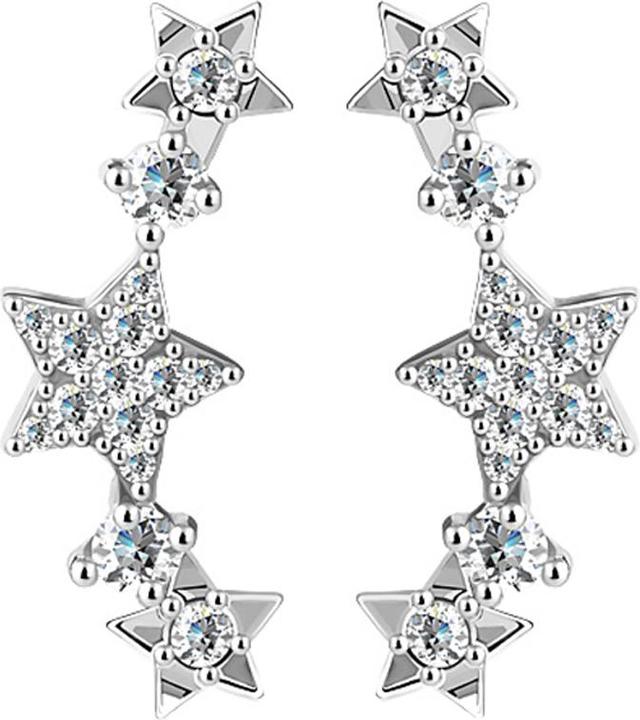 Immagine prodotto Star Piercing Orecchino Ear Climber argento con cristalli a stella argento