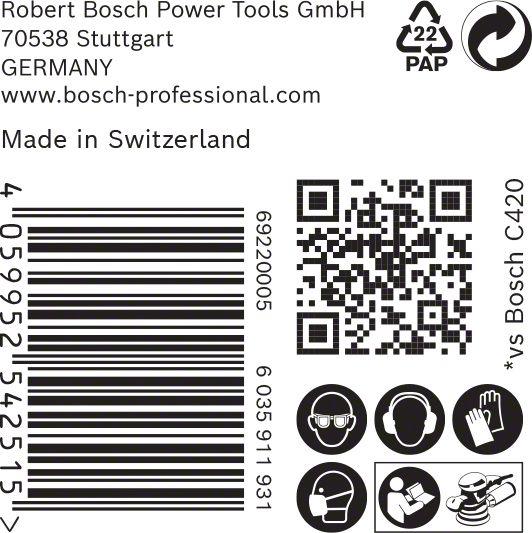 Image du produit Bosch Professional Zubehör EXPERT C470 Papier abrasif à 8 trous pour ponceuse excentrique, 125 mm, G 180, 50 pcs. (180)