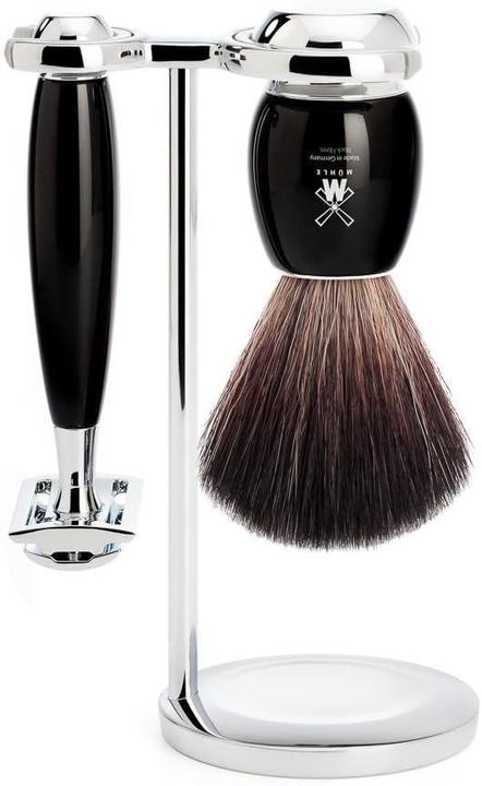 Actual product image Mühle Shaving set, 3-piece, shaving brush with black fibre, safety razor