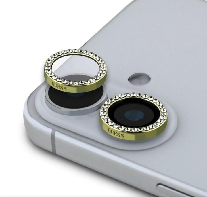 Actual product image Guess Fixed Glliter Protective Lens for Apple iPhone 16, 16 Plus - gold (1 Piece, Apple iPhone 16)