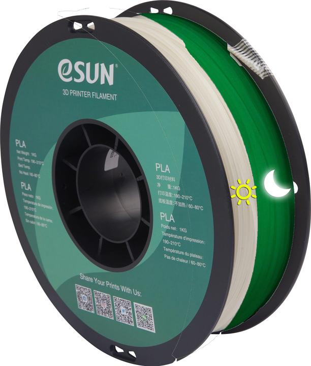 Immagine prodotto eSUN Filamento PLA verde fosforescente da 1,75 mm 1000g (PLA+, 1.75 mm, 1000 g, Verde)