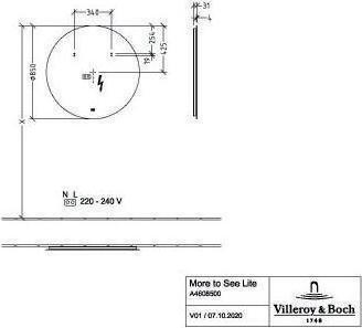 Image du produit Villeroy & Boch V&B miroir MORE TO SEE LITE rd m umlau LED-Bel. 850x850x31mm 23,52 W