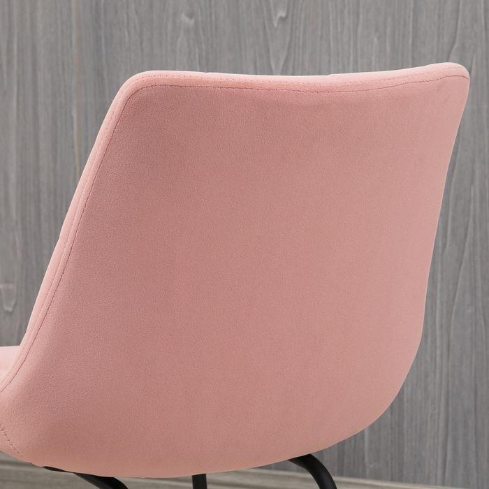 Produktbild Swisshandel24 Esszimmerstuhl 2er Set, Samtbezug in Rosa, Retrodesign, Stahlbeine