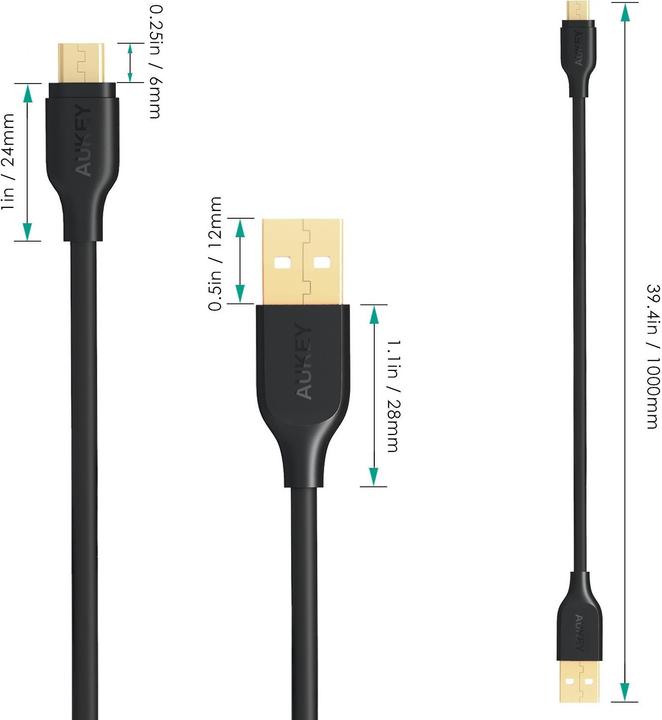 Immagine prodotto Aukey Micro USB Gold (1 m, USB 2.0)
