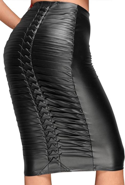Actual product image Noir Handmade Wetlook skirt with handmade pleats (L)