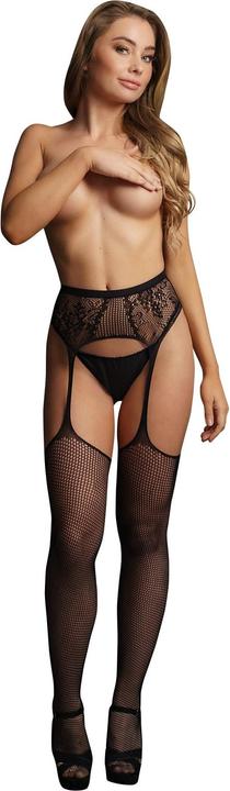 Produktbild Le Désir Fishnet and lace garterbelt stockings - O/S (One Size)