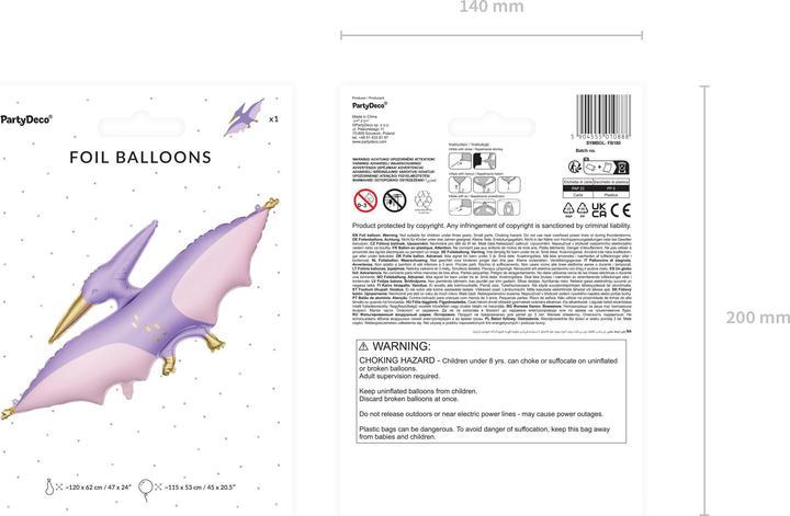 Image du produit Partydeco Ballon XXL Dino Pterodaktylus mat