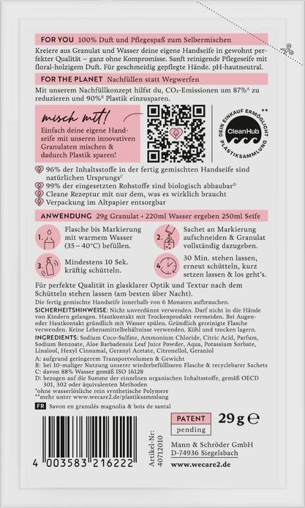 Image du produit we:care2 Handseifen-Granulat (Savon liquide, Recharges)