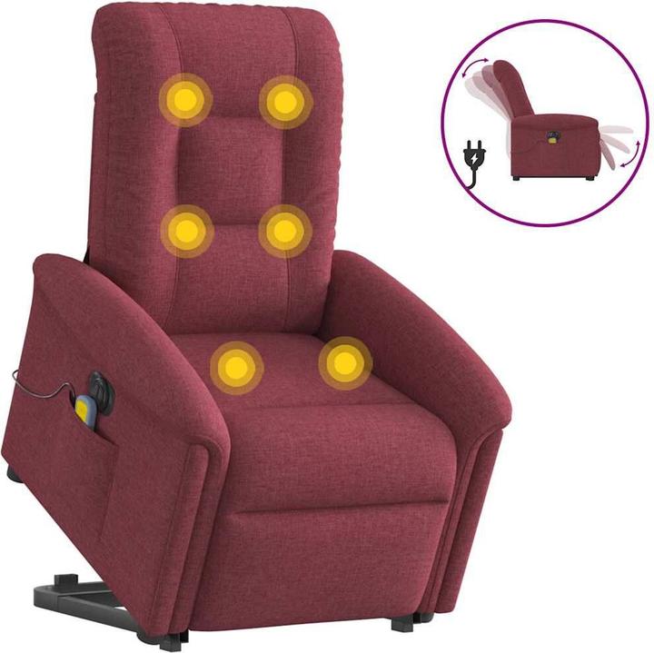 Produktbild VidaXL Elektrischer Massagesessel mit Aufstehhilfe Weinrot Stoff