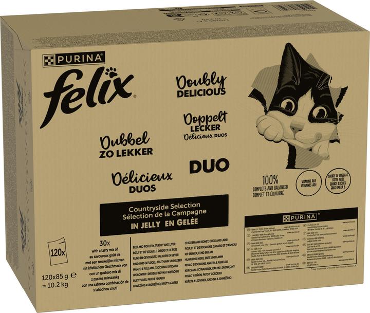 Produktbild Felix Doppelt lecker Fleisch (Adult, 120 Stk., 10200 g)