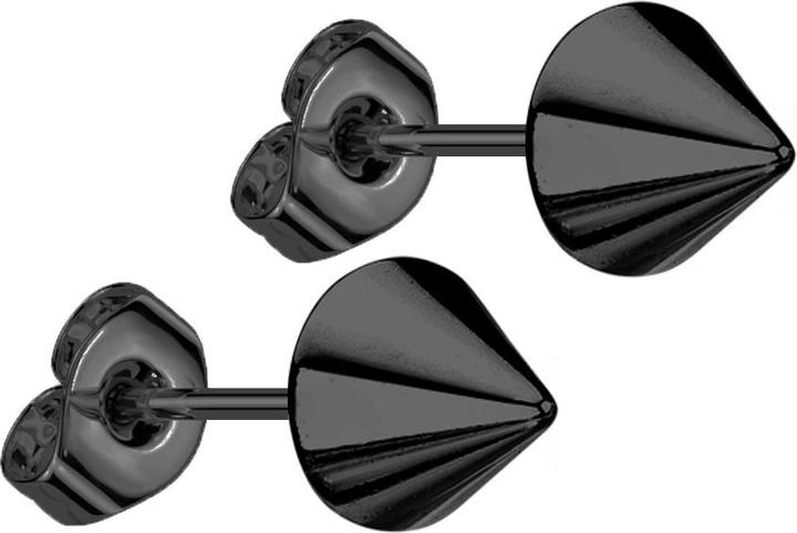 Actual product image Star Piercing Stud earrings with cone black (without brass, Surgical steel 316L)