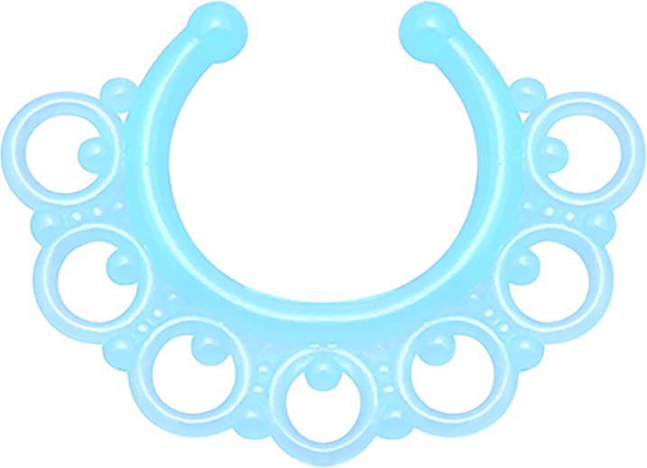 Produktbild Star Piercing Fake Septum Tribal mit Kugeln blau "Glow"