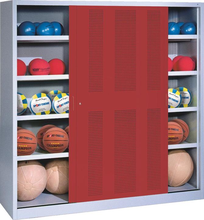Produktbild C+P Ballschrank (HxBxT: 195x120x50 cm, mit Lochblech-Schiebetüren, Typ 4)