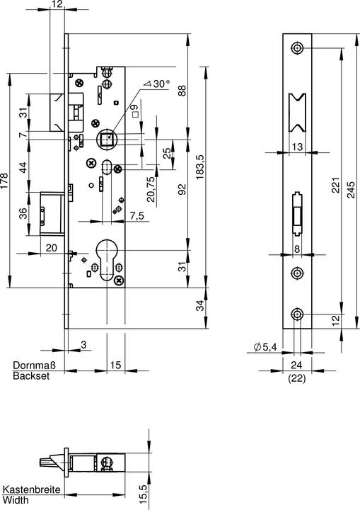 Produktbild Wilka Anti-Panik-RR-Schloss, 6667 Fkt. E, einfl. 45 mm Dorn, Din umstellbar (Profilzylinder)