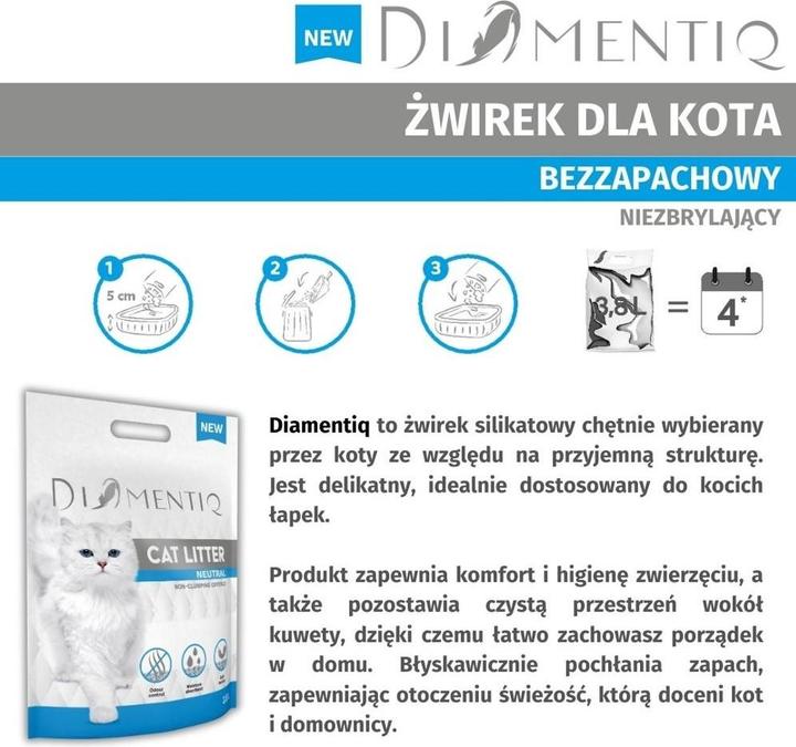 Actual product image Diamentiq Neutral - Cat litter - 30 litres (Antibacterial, Non-clumping, Non-dusting, Fast absorbing, 28 kg)
