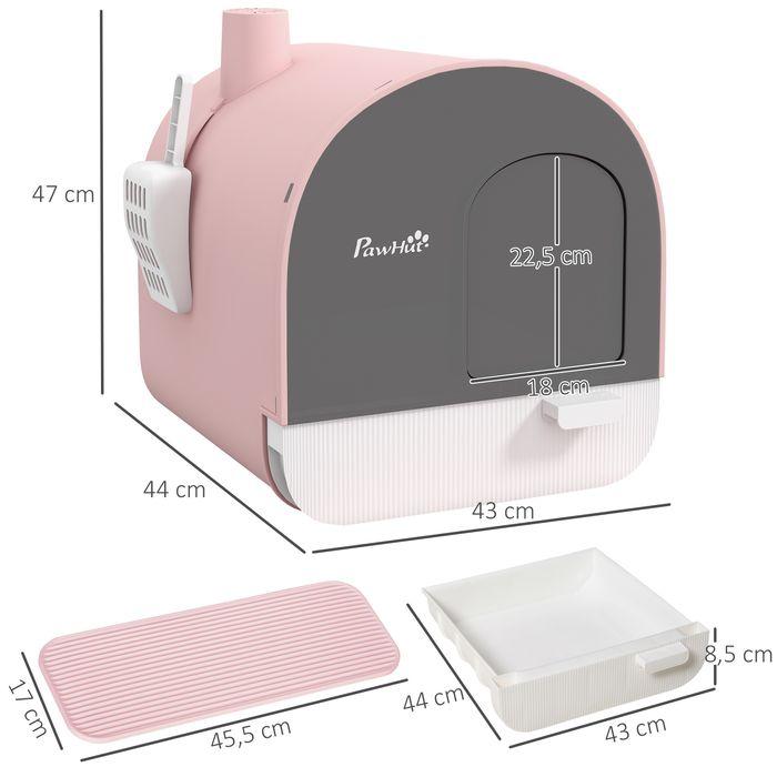Produktbild Swisshandel24 Katzentoilette mit Haube, für Katzen bis 5 kg, Rosa (Katzenklo geschlossen)