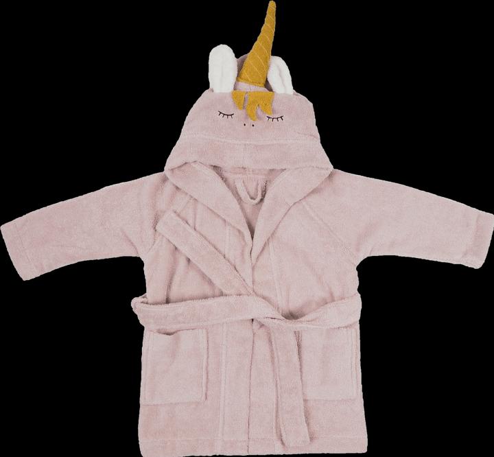Actual product image Kikadu Bathrobe unicorn pale rose size 1-2 (GOTS)