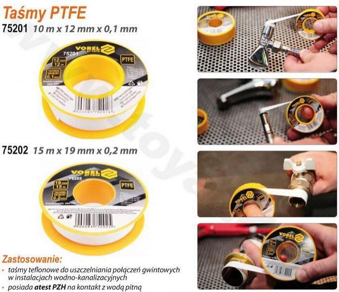 Immagine prodotto Toya Nastro adesivo in teflon Vorel 12m x 12 mm x 0,1 mm 75201 (12 mm)