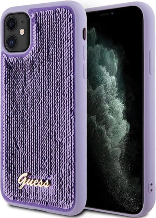 Immagine prodotto Guess GUHCN61PSFDGSU Custodia rigida per iPhone 11 / Xr 6.1" viola/viola Sequin Script Metallo (Apple iPhone 11)