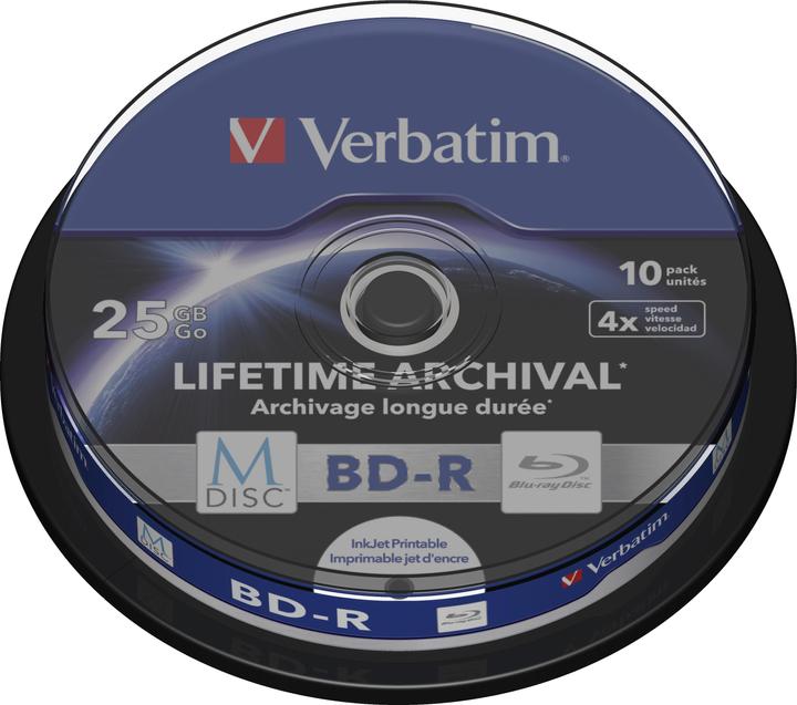 Verbatim 1x10 M-Disc BD-R BluRay 25GB 4x Speed Cakebox printable (10 x)