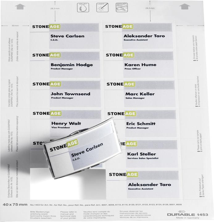 Actual product image Durable Badgemaker insert labels for name tags