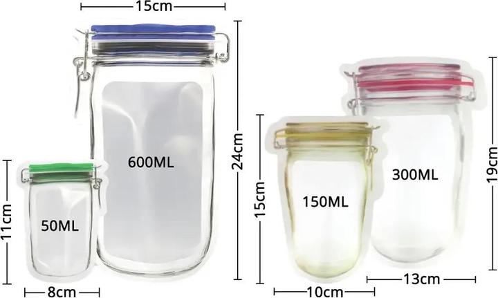 Image du produit Homava Mason Jar Alimentaire Zip- Sacs de congélation