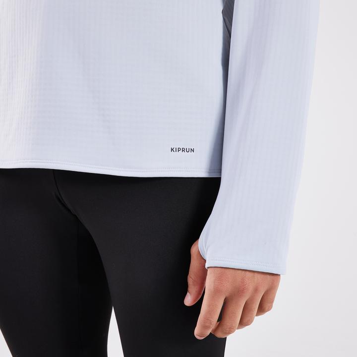 Produktbild Kiprun Laufshirt langarm Herren mit Reissverschluss - Run 500 warm grau (M)