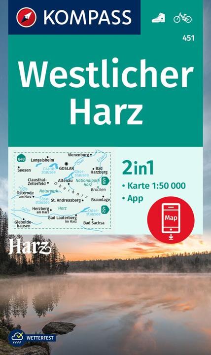 Actual product image KOMPASS Hiking Map 451 Western Harz Mountains