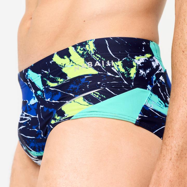 Produktbild Nabaiji Badehose Slip Herren Kastenform - 900 Motu blau/grün (50)