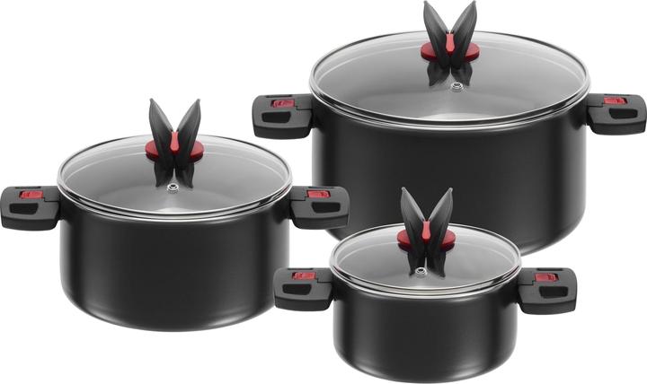 Immagine prodotto Ballarini Set di pentole Click&Cook 3 pezzi con coperchio (24 cm, Set di pentole e padelle da cucina, Alluminio, Acciaio inossidabile)