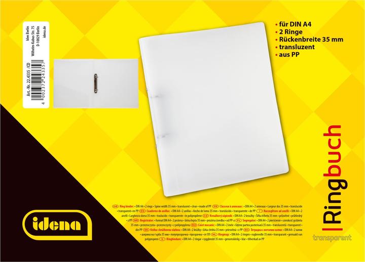 Produktbild Idena Ringbuch A4 PP transparent 35mm 2 Ringe (A4, 35 mm, 1 Stück)