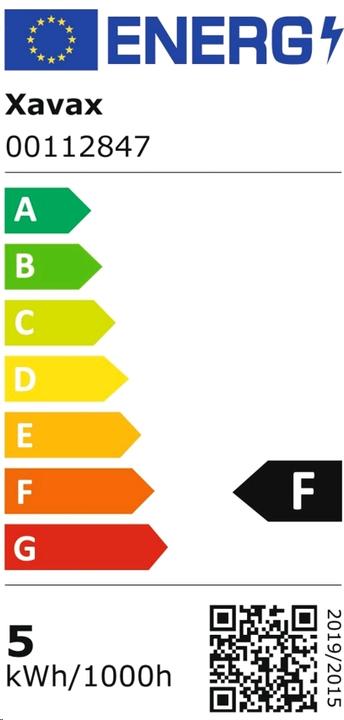 Energie-Label Xavax LED-Lampe, E14, 470lm ersetzt 40W Kerzenlampe, Warmweiss (E14, 4.50 W, 470 lm, 1 x, F)