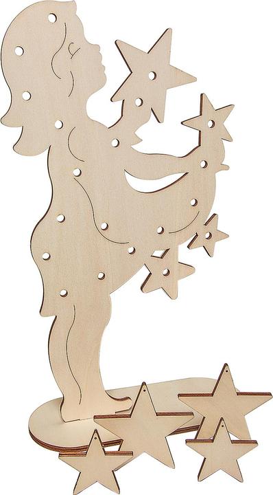 VBS Stehfigur "Sterntaler Mädchen", Pappelholz, ca. 32x56cm, f. 20er Lichterkette