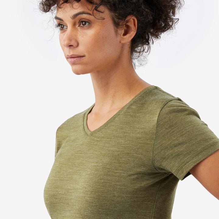 Image du produit Forclaz T-shirt manches courtes en laine mérinos femme, Merino Fresh kaki (S)