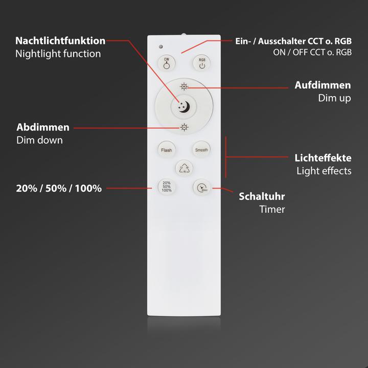 Produktbild Briloner RGBW-LED Aufbauleuchte, silberfarbig, 1xLED/22W (2900 lm)