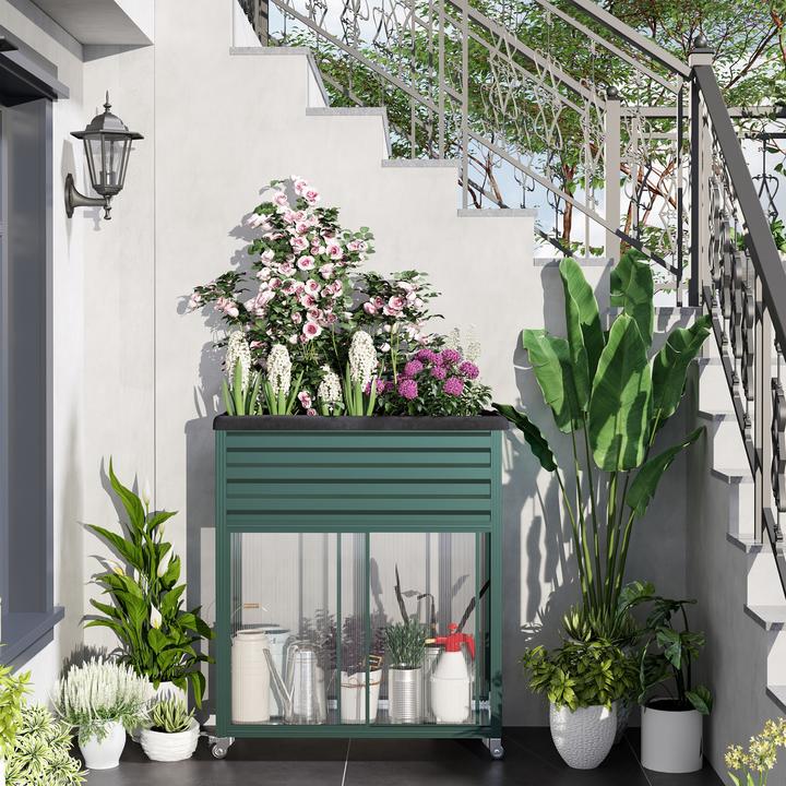 Actual product image Outsunny Raised bed with castors and lower sliding door
